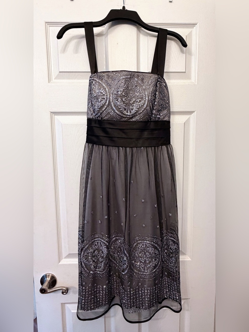 R&M Richards, embellished cocktail dress with sequin bodice